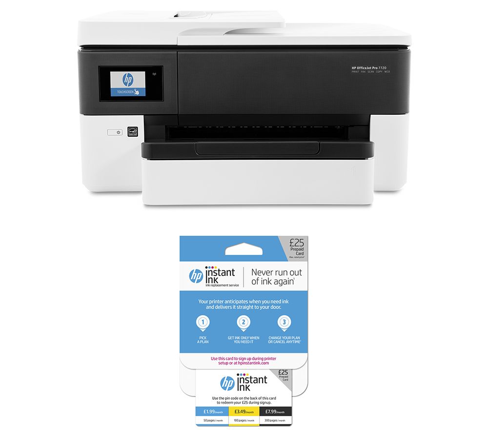 HP OfficeJet Pro 7720 All-in-One Wireless A3 Inkjet Printer with Fax & Instant Ink £25 Prepaid Card