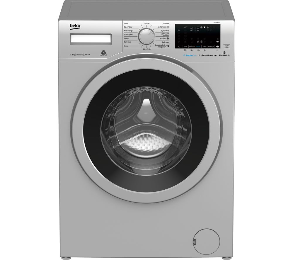 Beko WX740430S Bluetooth 7 kg 1400 Spin Washing Machine - Silver, Silver