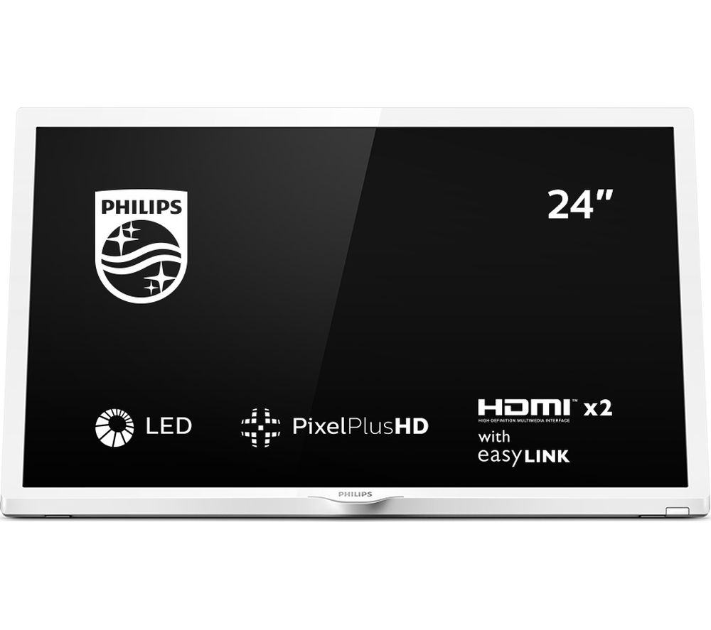 24" 24PHT4354/05  HD Ready LED TV - White, White