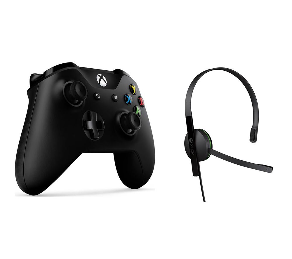 MICROSOFT Xbox One Wireless Controller & Xbox One Chat Headset Bundle - Black, Black