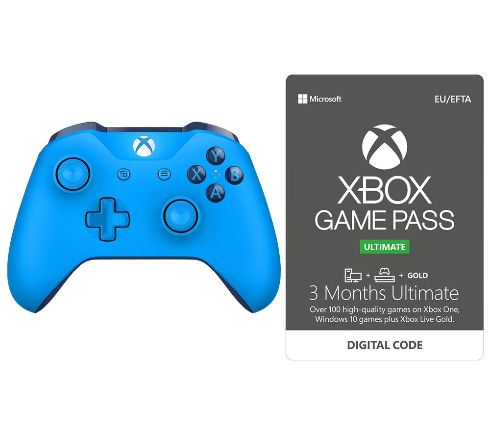 MICROSOFT Xbox One Wireless Controller & 3 month Game Pass Ultimate Bundle - Blue, Blue
