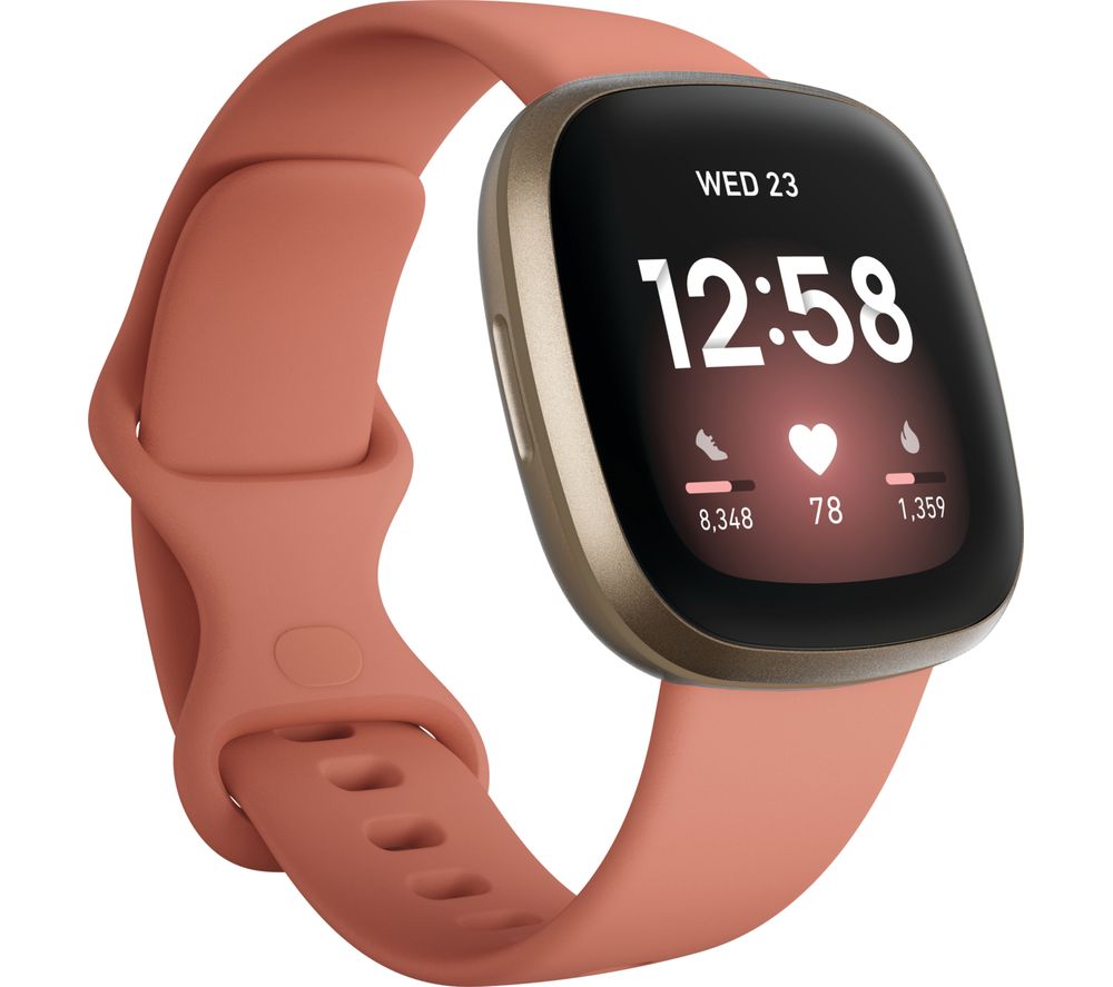 Fitbit Versa 3 Smart Watch with Alexa & Google Assistant - Pink Clay & Soft Gold, Pink,Gold