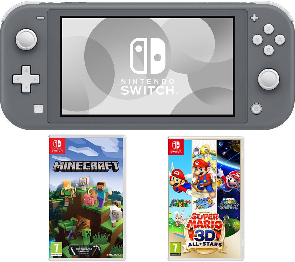 NINTENDO Switch Lite, Minecraft & Super Mario 3D All-Stars Bundle - Grey, Grey