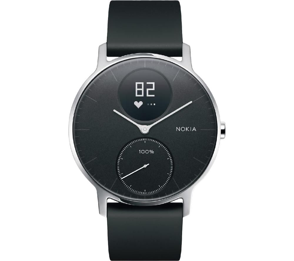 WITHINGS Steel HR Smartwatch - Black, Silicone Strap, 36 mm, Black