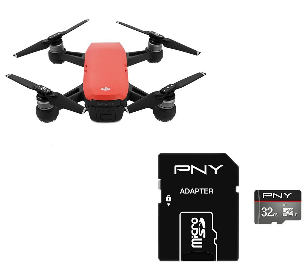 DJI Spark Drone & 32 GB microSDHC Memory Card Bundle - Lava Red, Red