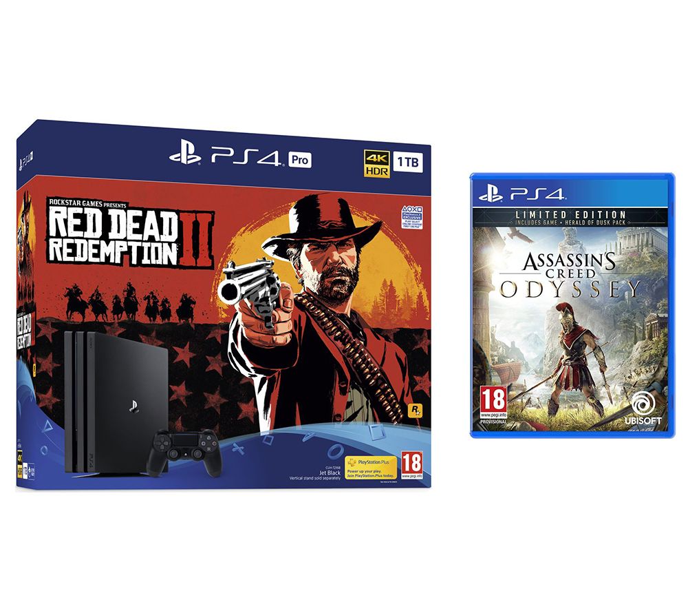SONY PlayStation 4 Pro, Red Dead Redemption 2 & Assassin's Creed Odyssey Bundle, Red