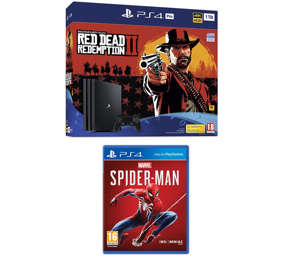 SONY PS4 Pro, Red Dead Redemption 2 & Spider-Man Bundle, Red