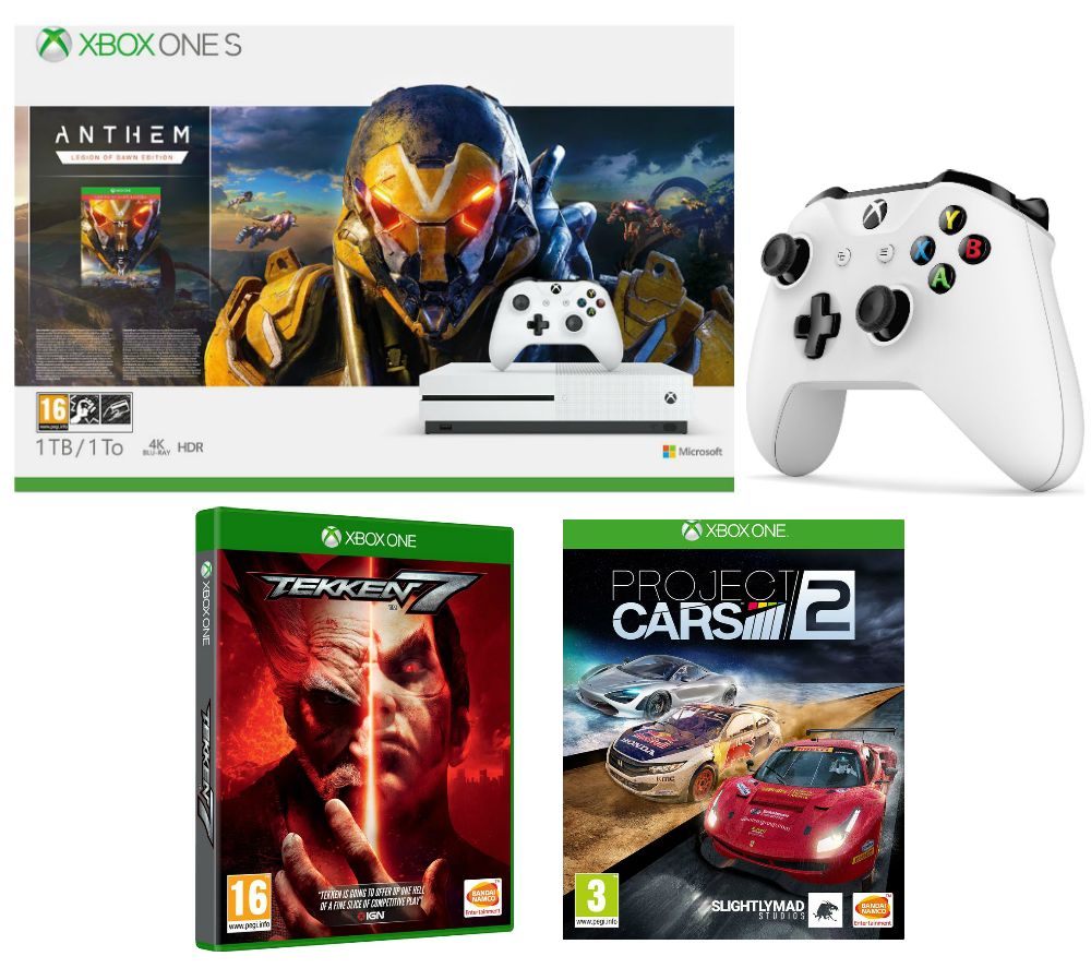 MICROSOFT Xbox One S with Anthem, Project Cars 2, Tekken 7 & Wireless Controller Bundle