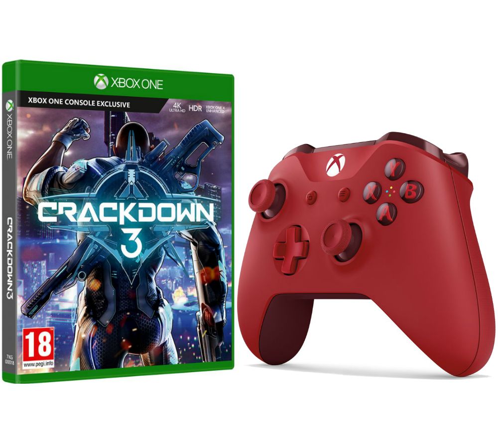 Crackdown 3 & Xbox One Wireless Controller Bundle - Red, Red