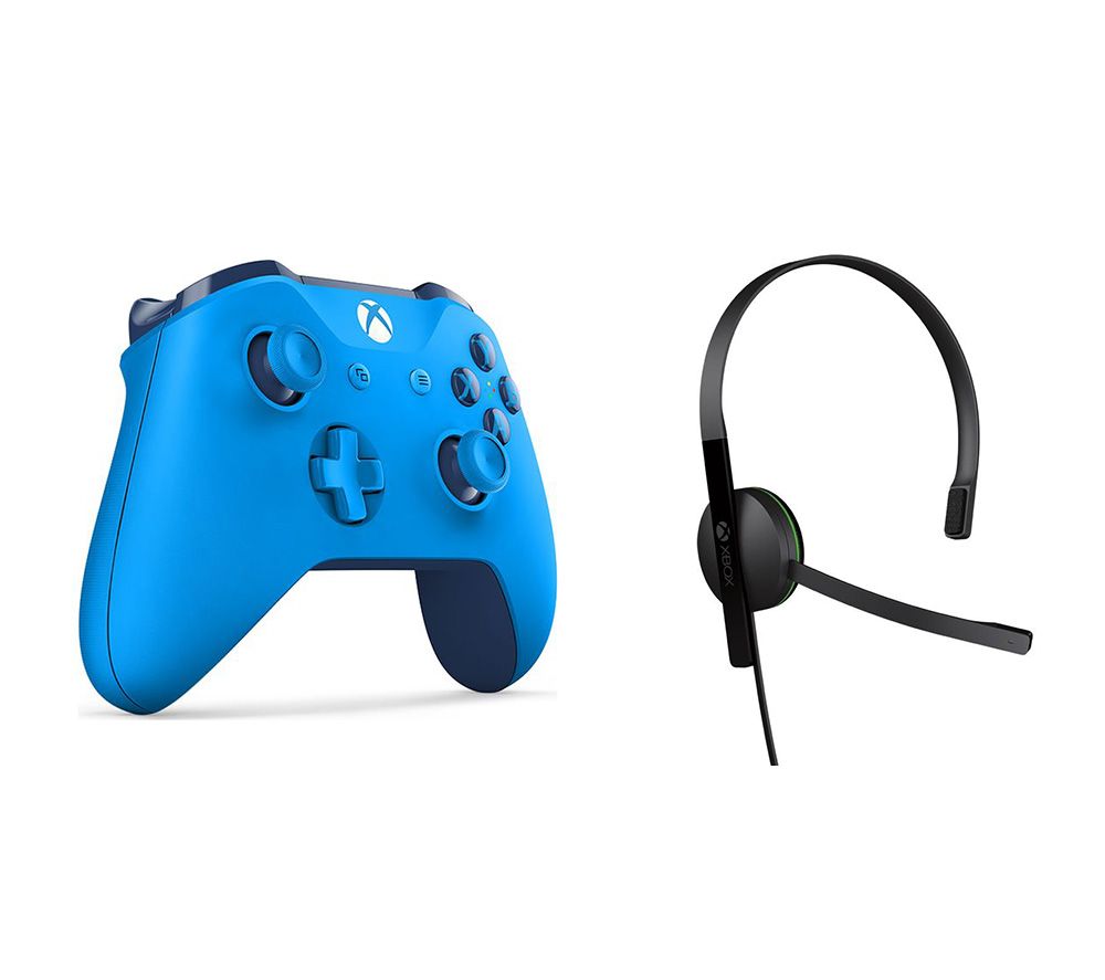 MICROSOFT Xbox One Wireless Controller & Chat Headset Bundle - Blue, Blue