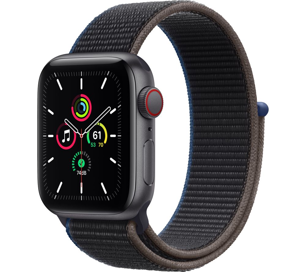 APPLE Watch SE Cellular - Space Grey Aluminium with Charcoal Sports Loop, 40 mm, Grey