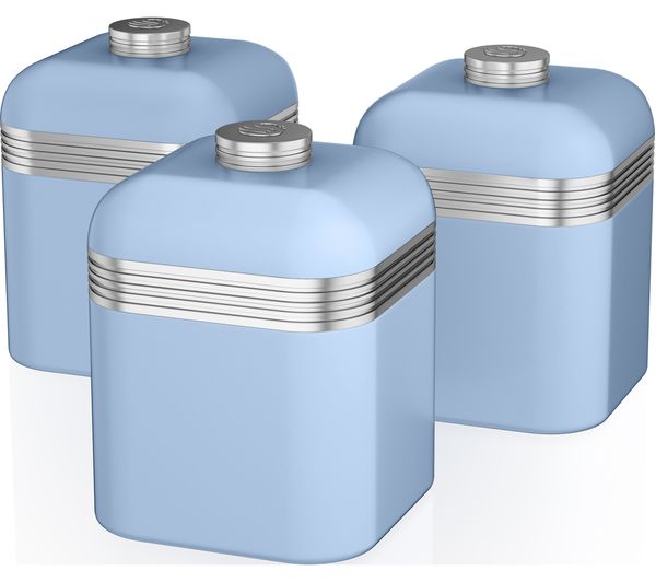 SWAN Retro SWKA1020BLN 1-litre Canisters - Blue, Pack of 3, Blue