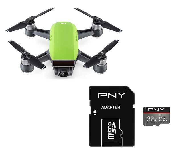DJI Spark Drone & 32 GB microSDHC Memory Card Bundle - Meadow Green, Green