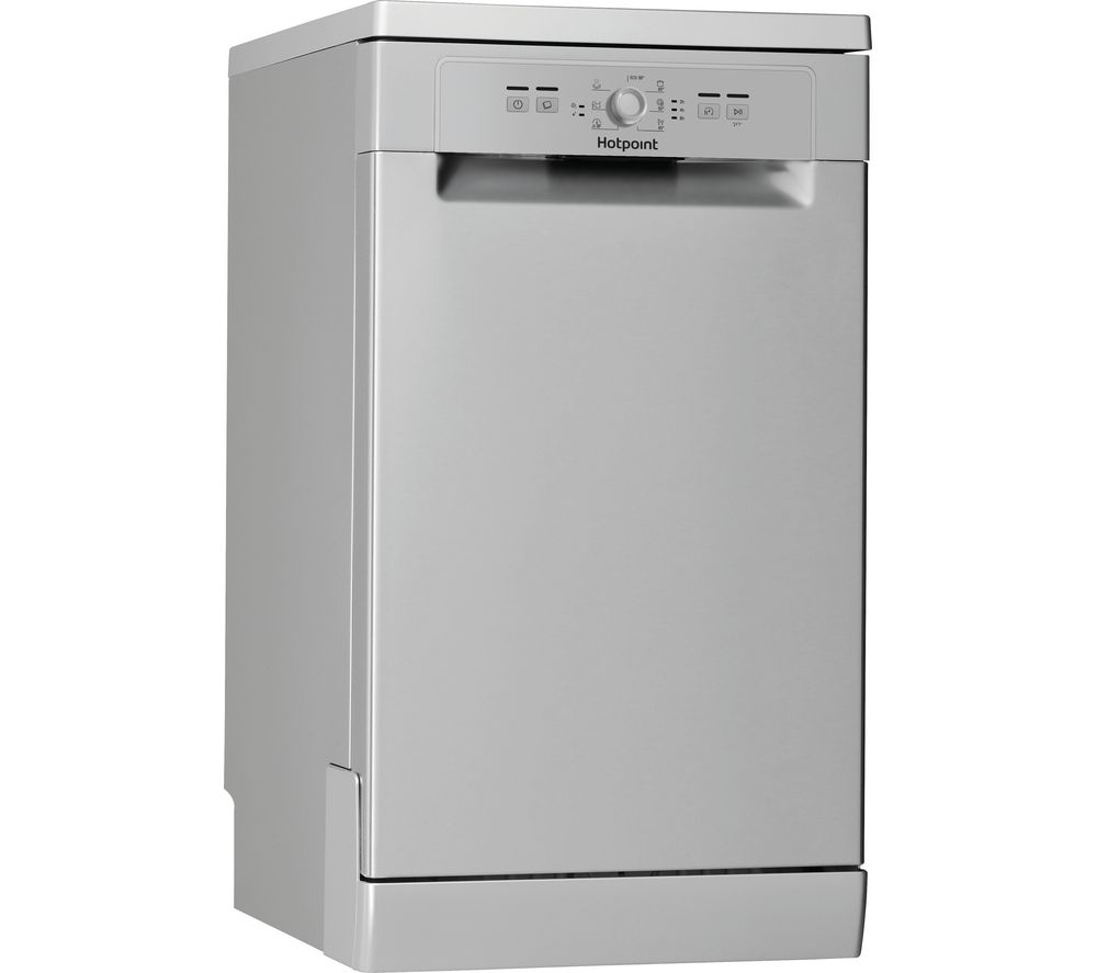 HOTPOINT HSFE 1B19 UK Slimline Dishwasher - Silver, Silver