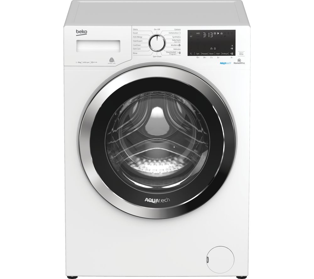 Beko Pro AquaTech WX94044E0W Bluetooth 9 kg 1400 Spin Washing Machine - White, White