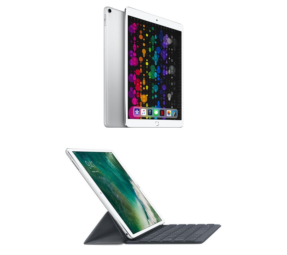 APPLE 10.5" iPad Pro & 10.5" iPad Smart Keyboard Folio Case Bundle - 512 GB, Silver, Silver