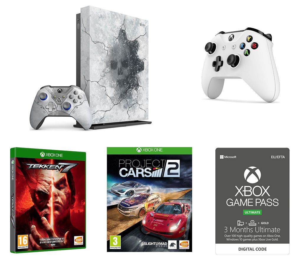 Microsoft Limited Edition Gears 5 Xbox One X, Tekken 7, Project Cars 2, Wireless Controller & Xbox One Game Pass Ultimate Bundle, Crimson