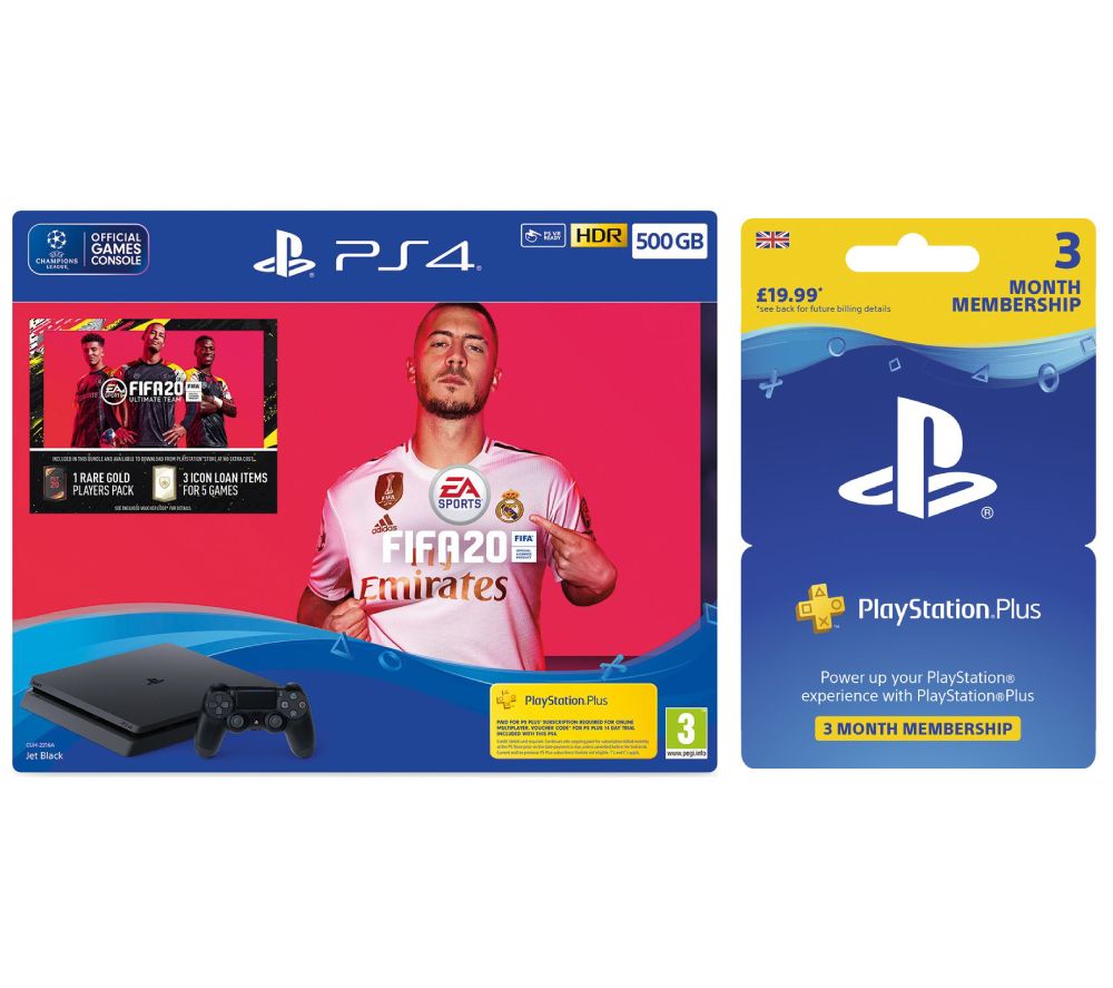 SONY PlayStation 4 with FIFA 20 & PlayStation Plus 3 Month Subscription Bundle