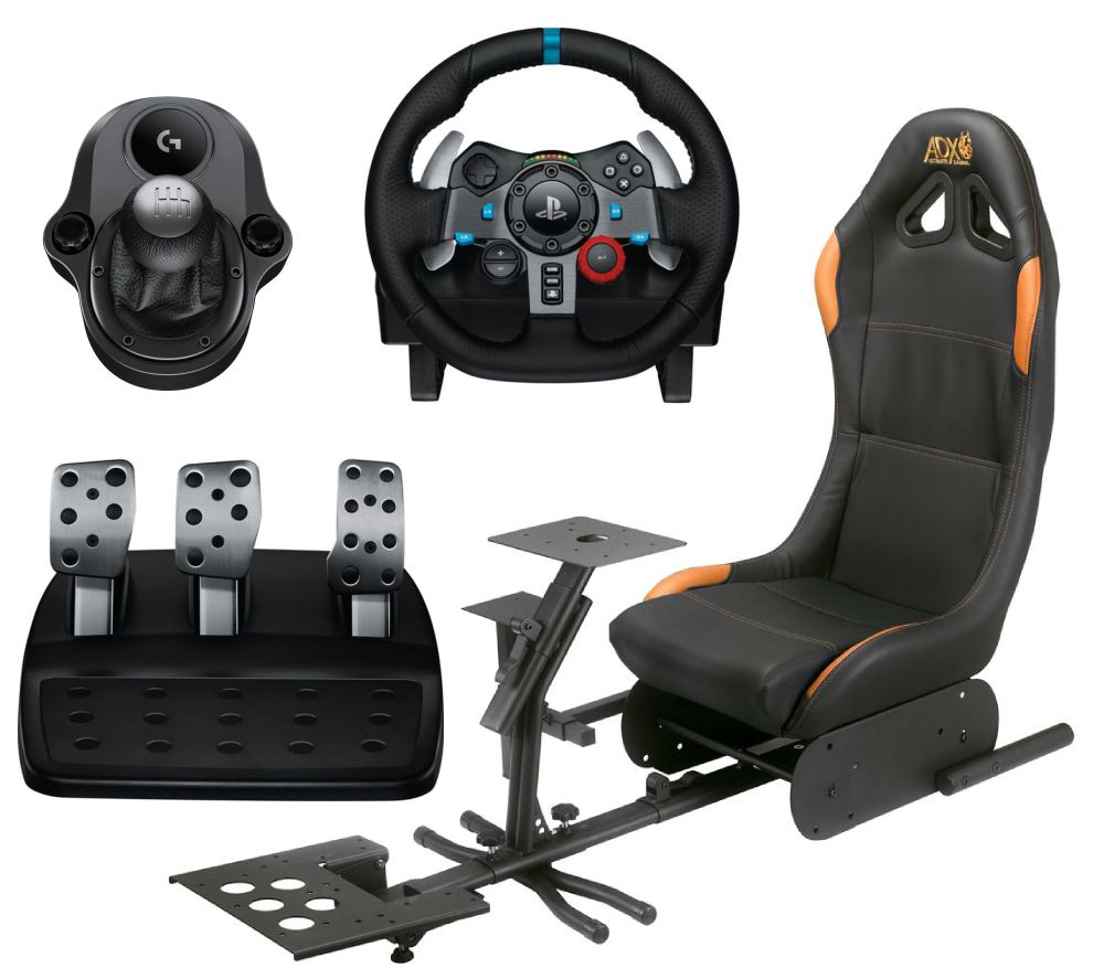 LOGITECH Driving Force G29 Racing Wheel & Pedals, Gaming Chair & Driving Force Shifter Bundle