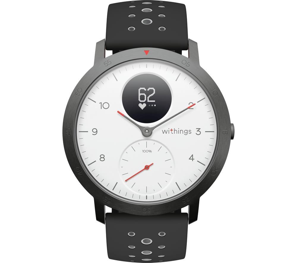 WITHINGS Steel HR Sport Smartwatch - White, Grey & Black, Silicone Strap, Black,Silver/Grey,White