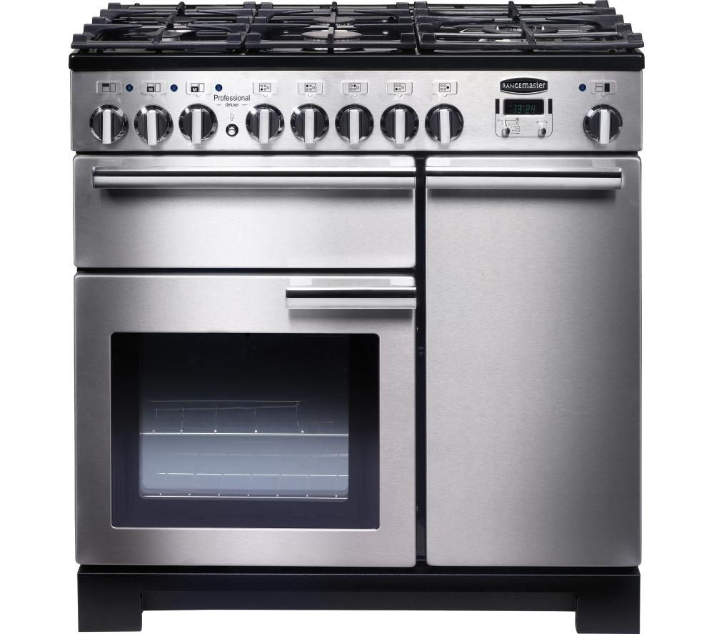 Rangemaster Professional Deluxe 90 Dual Fuel Range Cooker - Stainless Steel, Stainless Steel