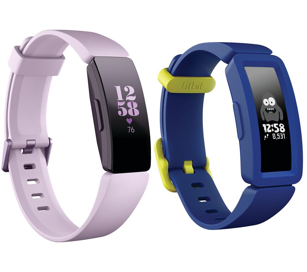 FITBIT Inspire HR Fitness Tracker & Ace 2 Kid's Fitness Tracker Bundle - Lilac & Blue, Blue