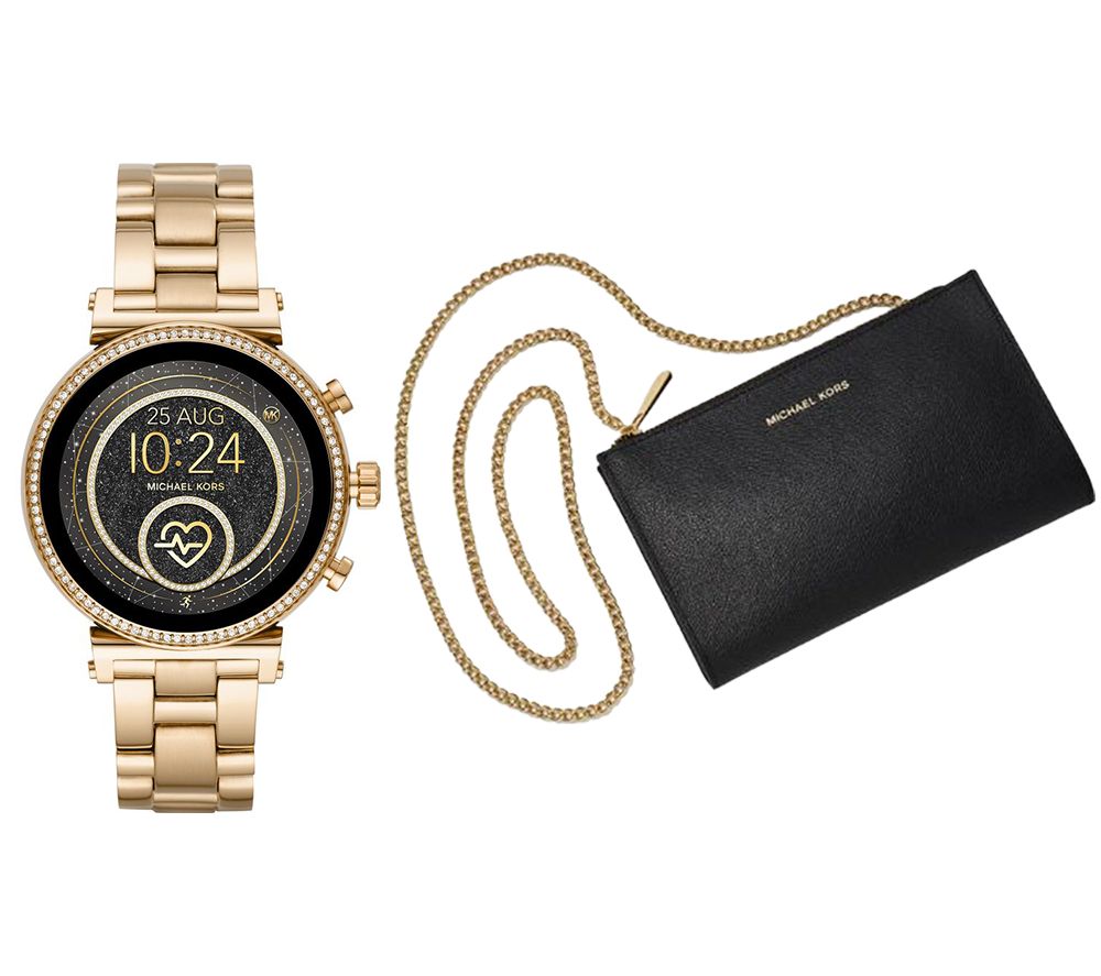 MICHAEL KORS Access Sofie Heart Rate MKT5062 Smartwatch & Mini Messenger Bag Bundle - Gold, Gold