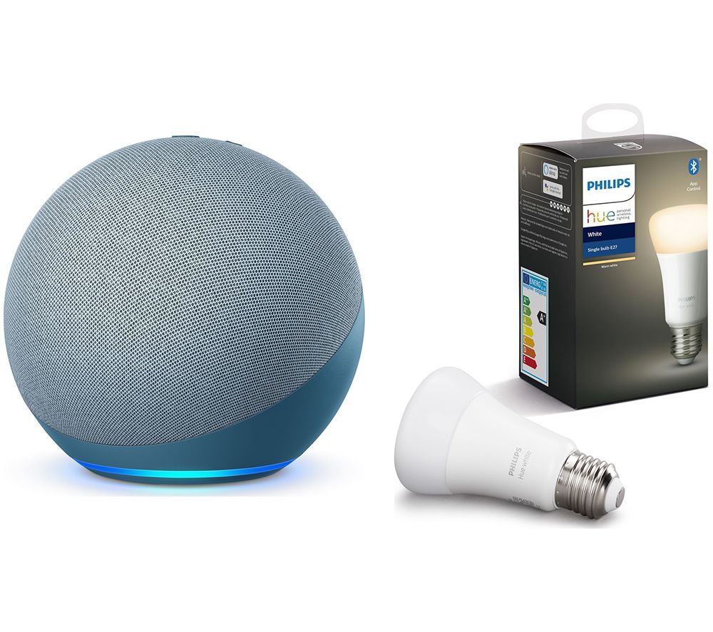 Philips Echo (4th Gen) & E27 White Bluetooth LED Bulb - Twilight Blue, Blue