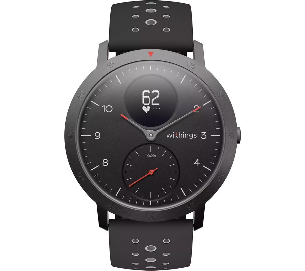 WITHINGS Steel HR Sport Smartwatch - Black & Grey, Silicone Strap, Silver/Grey,Black