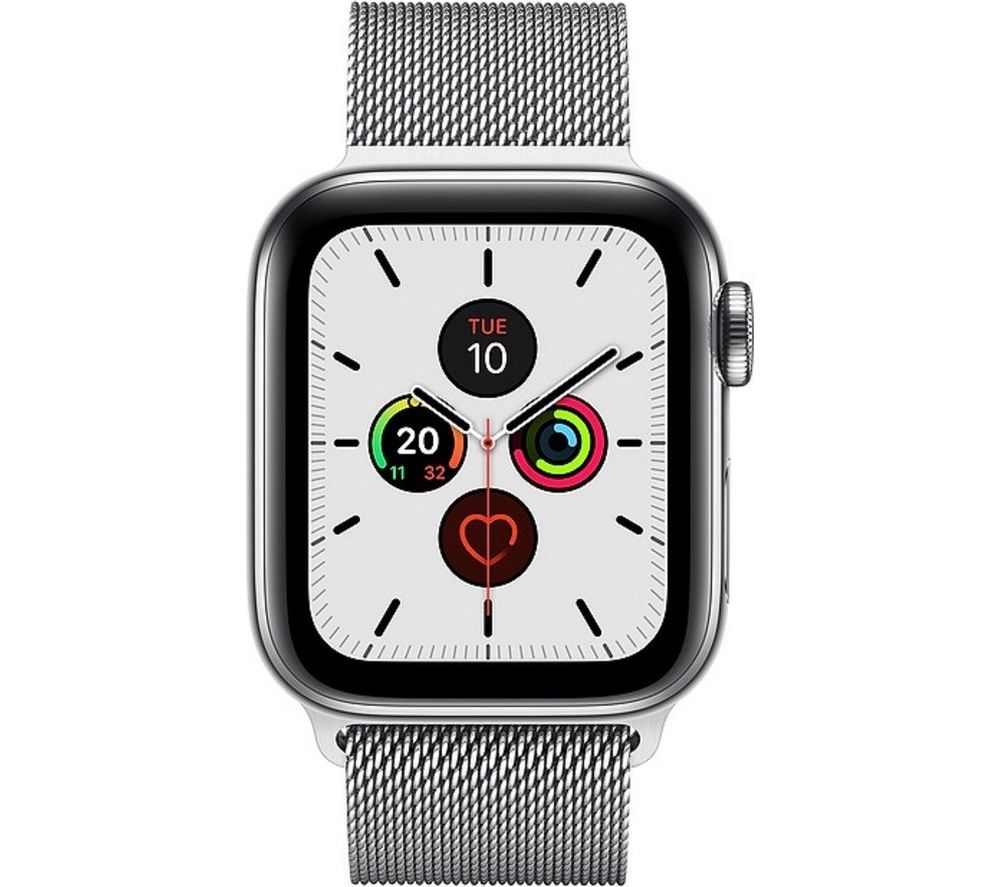 APPLE Watch Series 5 Cellular - Stainless Steel with Stainless Steel Milanese Loop Band, 40 mm, Stainless Steel