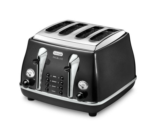 DELONGHI Micalite CTOM4003 4-Slice Toaster - Black, Black