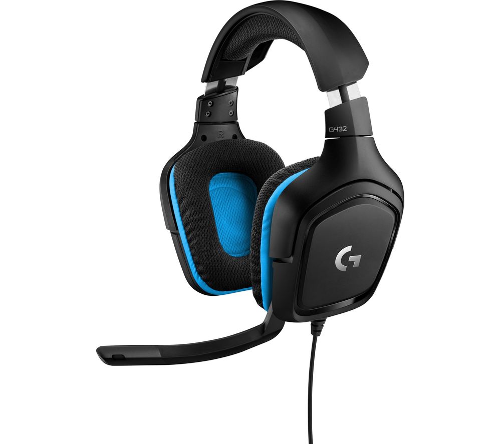 LOGITECH G432 7.1 Gaming Headset - Black & Blue, Black,Blue