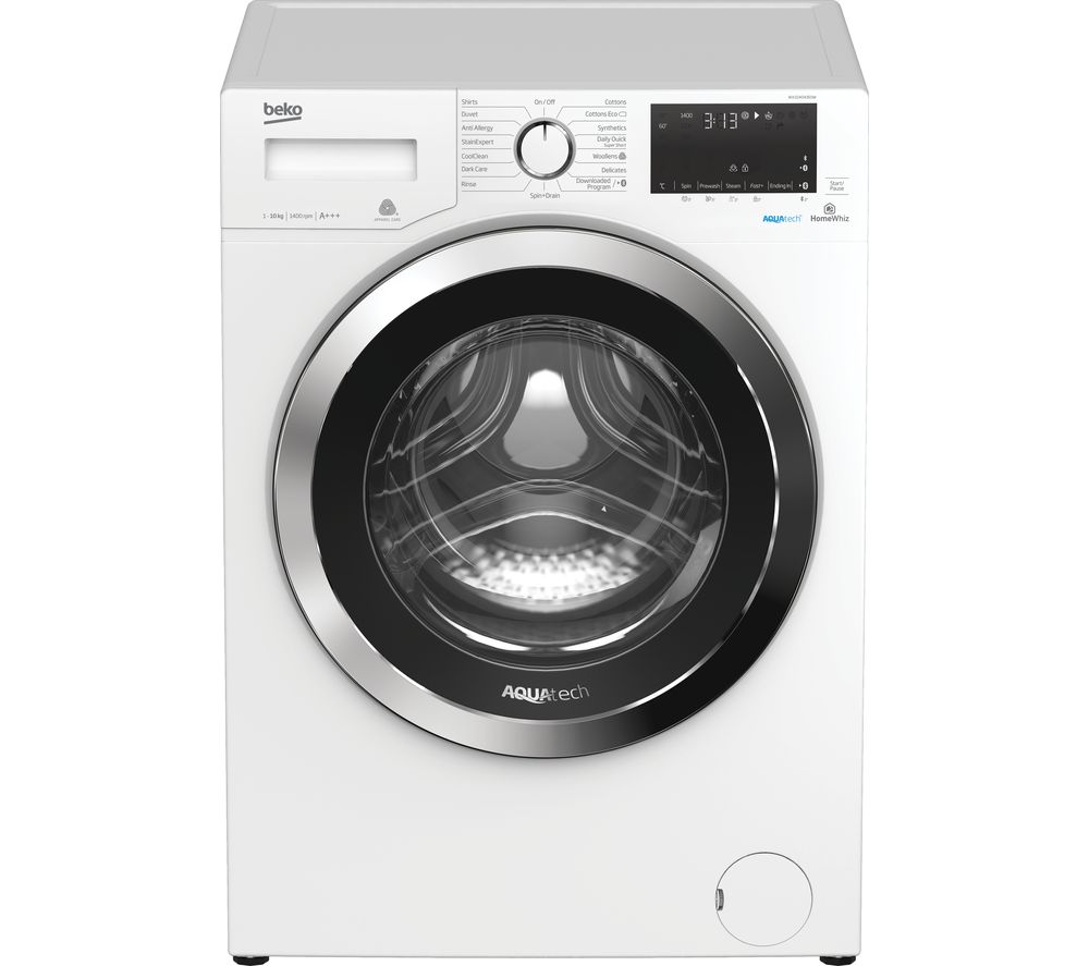 Beko Pro AquaTech WX104044E0W Bluetooth 10 kg 1400 Spin Washing Machine - White, White