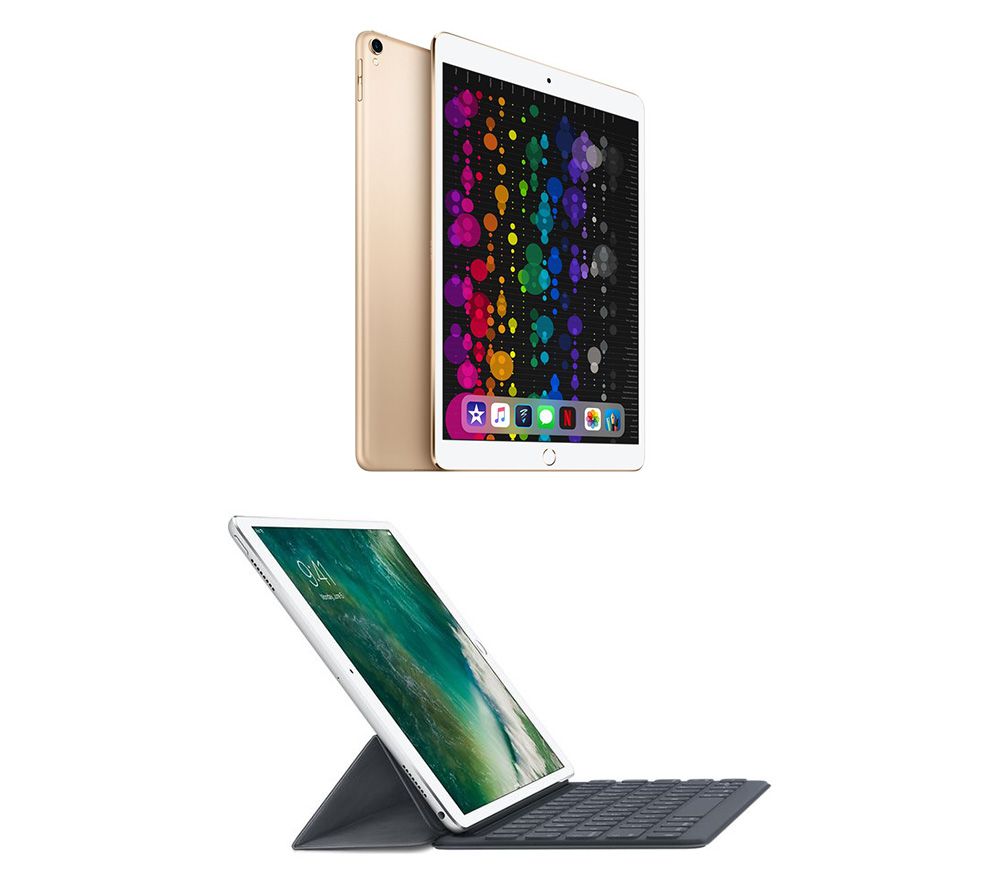 APPLE 10.5" iPad Pro (2017) & Smart Keyboard Folio Case Bundle - 512 GB, Gold, Gold