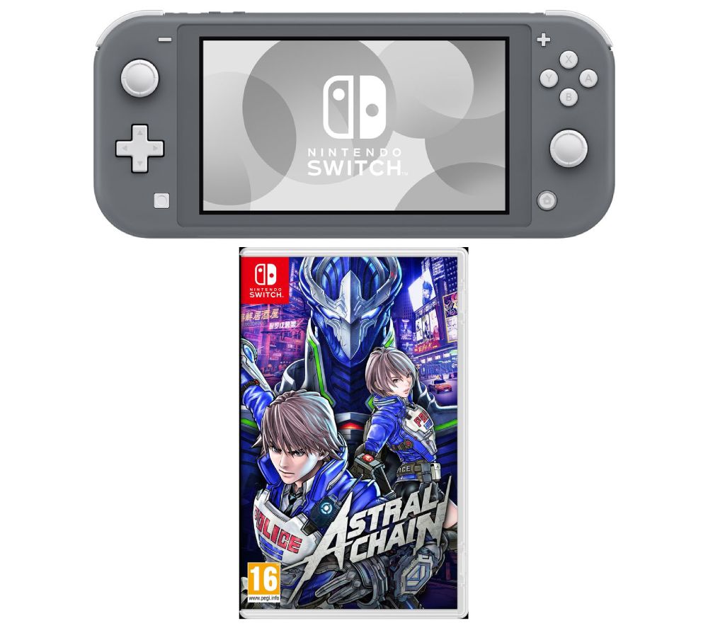 NINTENDO Switch Lite & Astral Chain Bundle - Grey, Grey