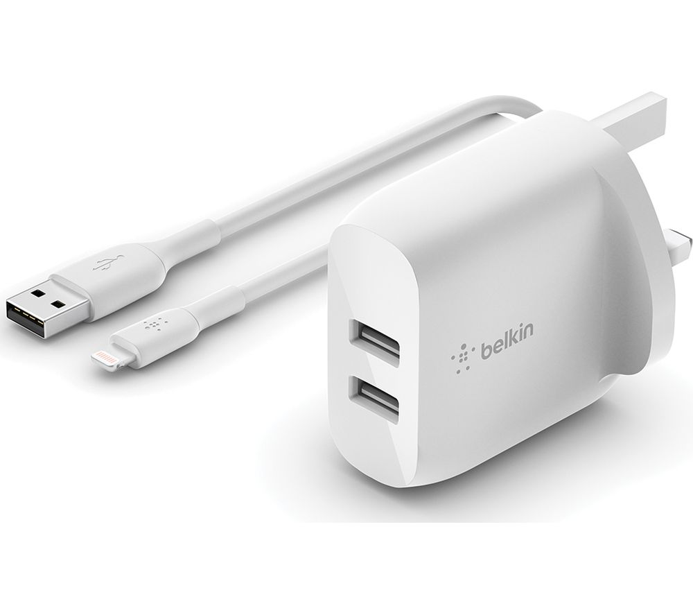 BELKIN Dual USB 24 W Mains Charger - White, White