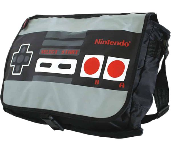 NINTENDO NES Reversible Messenger Bag - Black & Grey, Black
