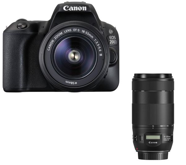 CANON EOS 200D DSLR Camera, EF-S 18-55 mm f/3.5-5.6 III, EF 50 mm f/1.8 STM & EF 70-300 mm F/4-5.6 IS II USM Telephoto Zoom Lens