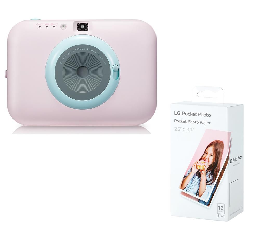 LG Pocket Photo PC389P Instant Camera & Photo Paper Bundle - Pink, Pink