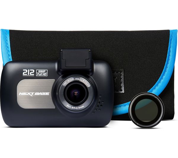 NEXTBASE 212 Lite Dash Cam with Carry Case & Polarising Lens Bundle - Black, Black