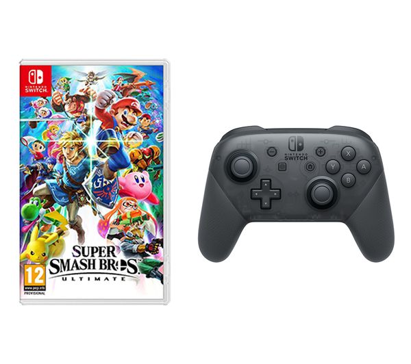 NINTENDO SWITCH Super Smash Bros. Ultimate & Switch Pro Controller Bundle, Transparent