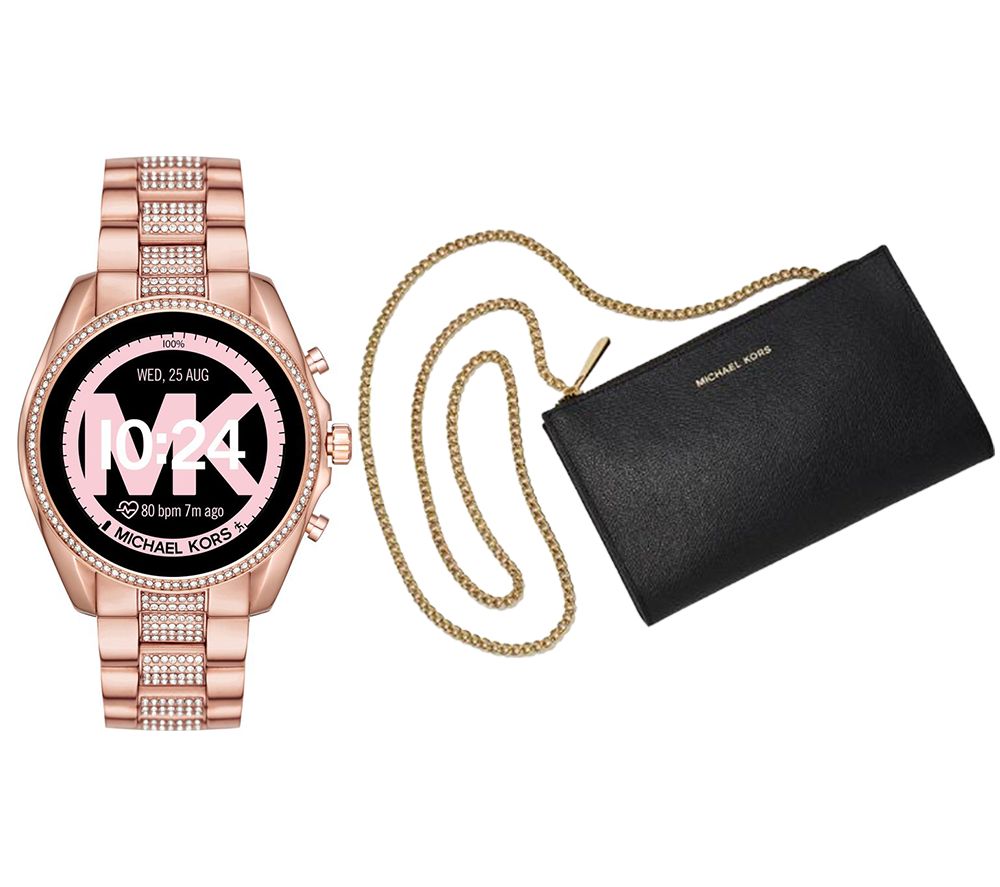 MICHAEL KORS Access Bradshaw 2 MKT5089 Smartwatch & Mini Messenger Bag Bundle - Pavé Rose Gold, Gold