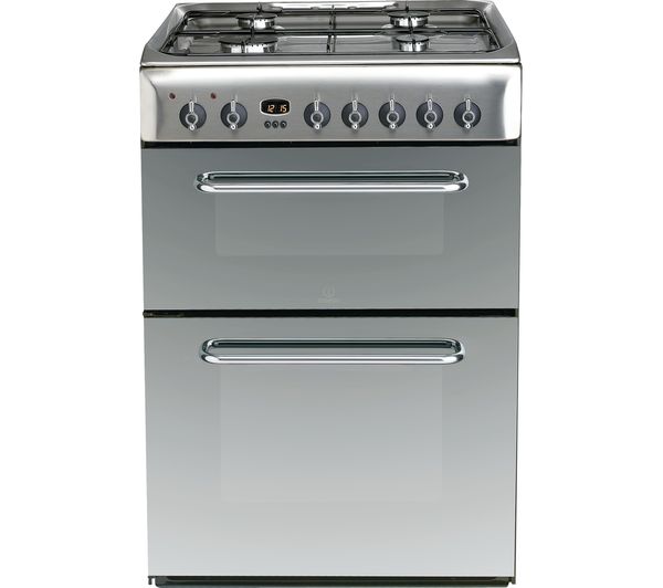 INDESIT KDP60SES 60 cm Dual Fuel Cooker - Mirror & Stainless Steel, Stainless Steel