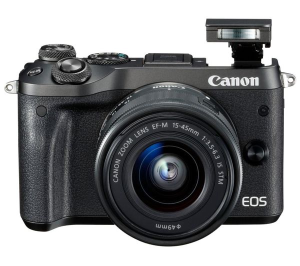 Canon EOS M6 Mirrorless Camera with 15-45 mm f/3.5-6.3 Wide-angle Zoom Lens - Black, Black