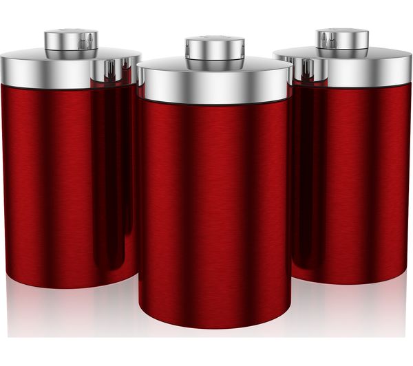 SWAN Townhouse Round 1.6 litres Canisters - Red, Set of 3, Red