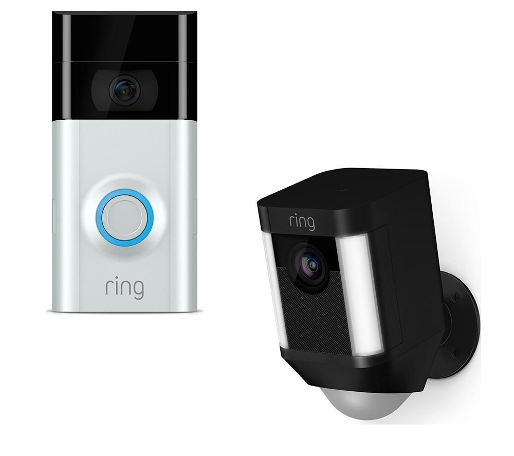 RING LIGHT Spotlight Cam Battery & Video Doorbell 2 Bundle