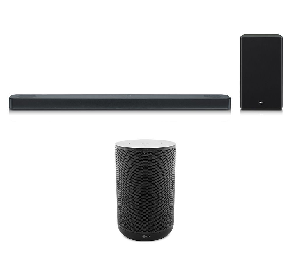 LG SL8YG 3.1.2 Wireless Sound Bar with Dolby Atmos & Google Assistant & ThinQ WK7 Voice Controlled Speaker Bundle