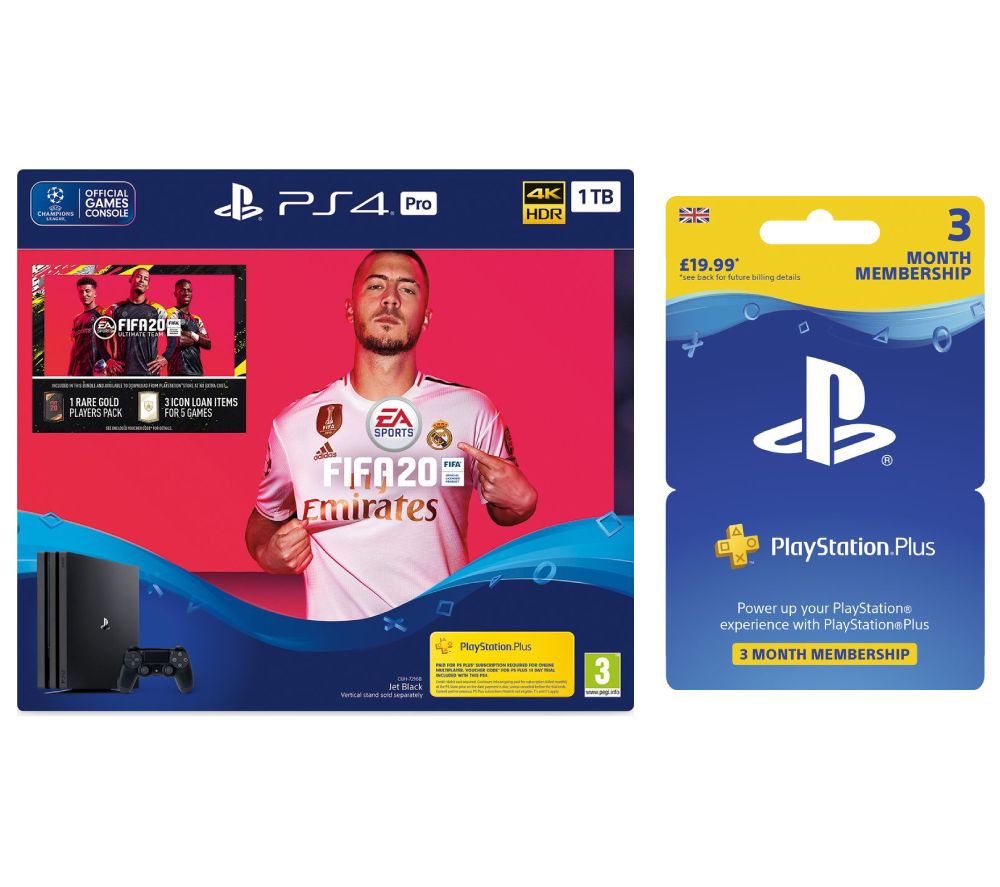 SONY Playstation 4 Pro, FIFA 20 & Playstation Plus Bundle - 1 TB