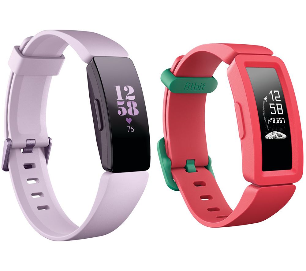 FITBIT Inspire HR Fitness Tracker & Ace 2 Kid's Fitness Tracker Bundle - Lilac & Watermelon, Teal