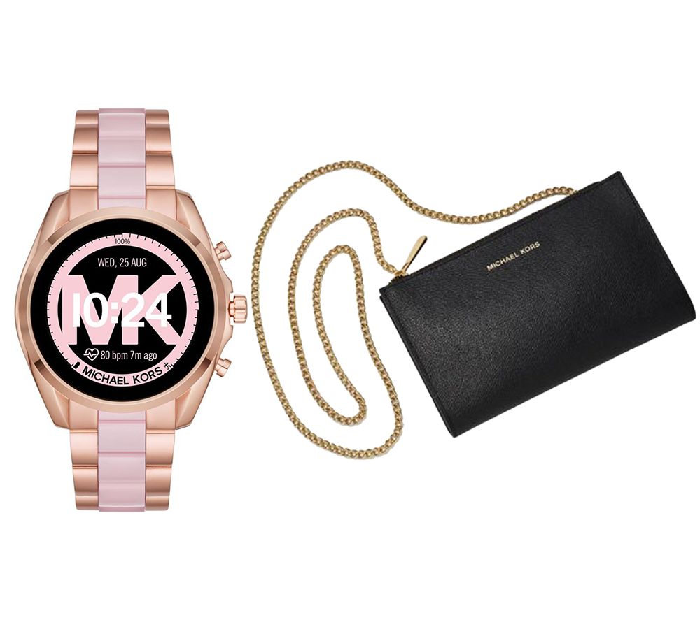MICHAEL KORS Access Bradshaw 2 MKT5090 Smartwatch & Mini Messenger Bag Bundle - Rose Gold & Acetate, Gold
